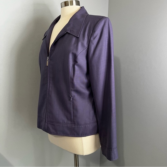 Oscar De La Renta 16 Purple 2 Piece Pant Suit - Full Zip Jacket - Picture 15 of 17